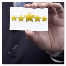 Karte mit 5-Sterne-Bewertung neben einem Schnitzel